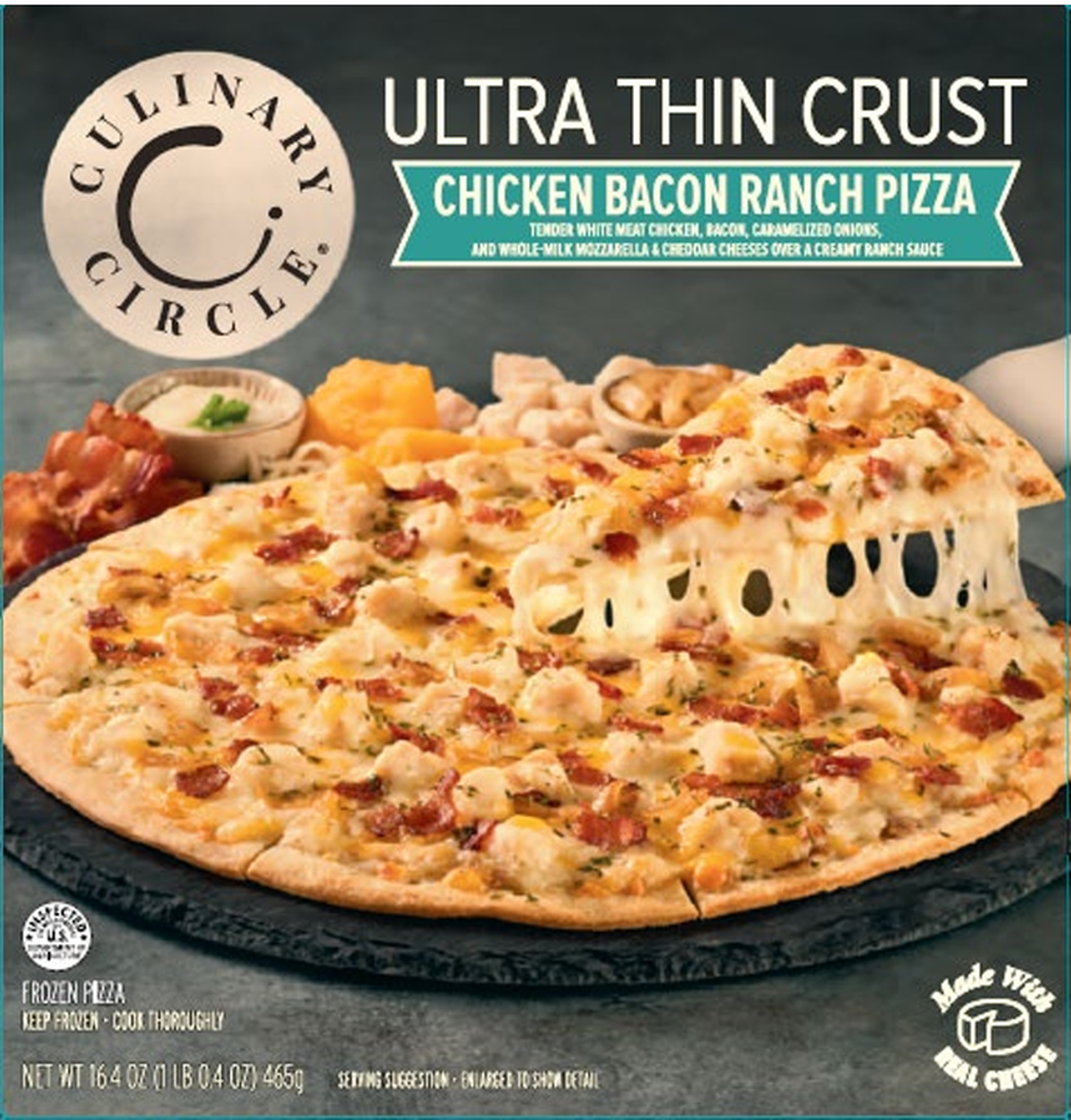 Culinary Circle Ultra Thin Crust Chicken & Bacon Ranch pizza