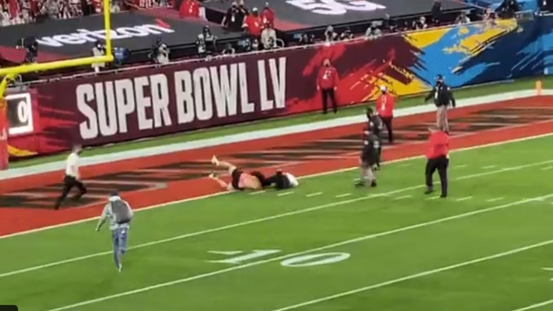 Who was that masked man? Super Bowl streaker works for this X-rated prankster