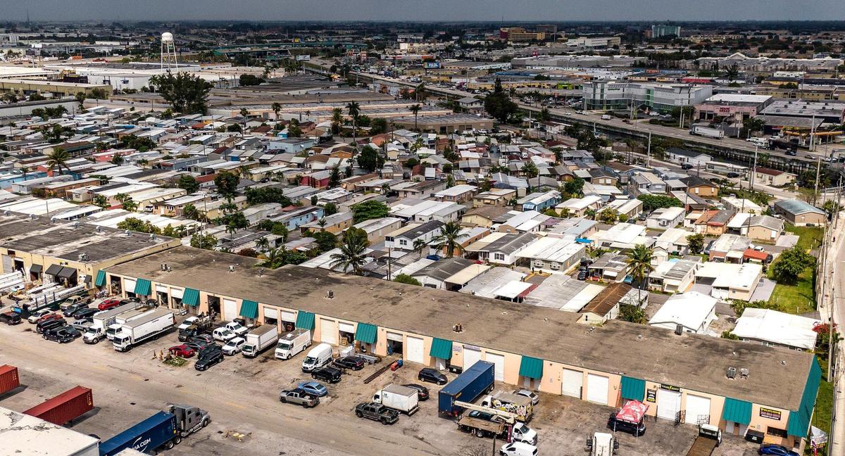 A view of industrial businesses and a mobile home community in the town of Medley near Northwest 72nd Ave. and Okeechobee Road on March 10, 2022.