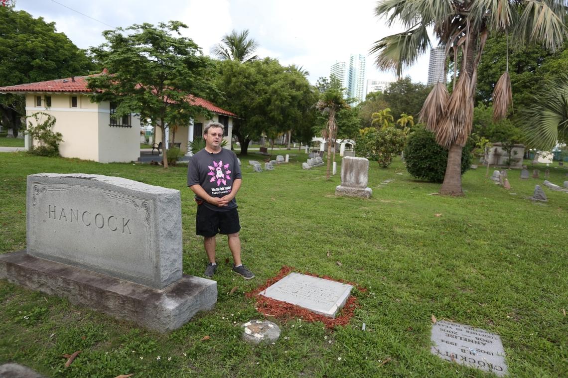 Ronnie Hurwitz is a volunteer caretaker at the  Miami City Cemetery. Damage to graves and trespassing by drug addicts and Santeria worshippers who deposit offerings are ongoing problems at Miami's oldest graveyards.