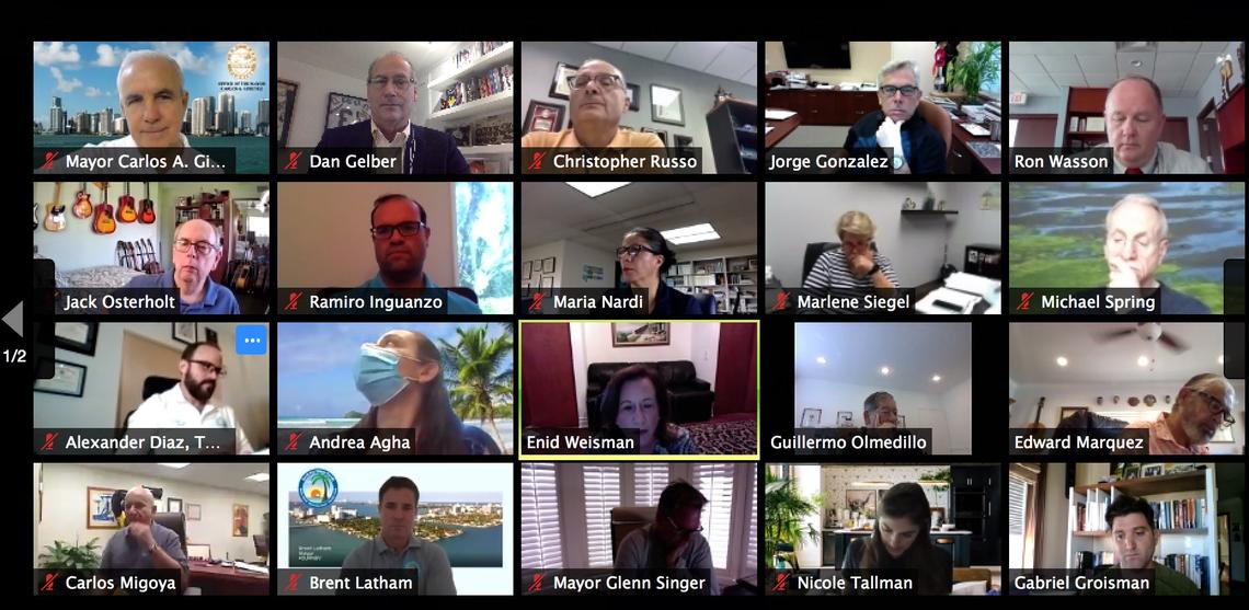 The mayors and administrators of Miami-Dade County, Miami Beach and other coastal cities met Friday to discuss Friday’s vote by the Miami Beach commission to reopen beaches and hotels June 1.