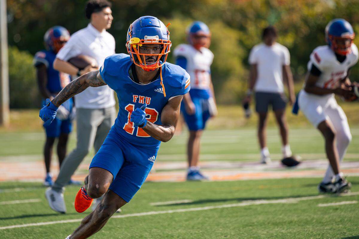 Florida Memorial University wide receiver Jalen Holly has been one of the team’s standouts during the recent spring football season.