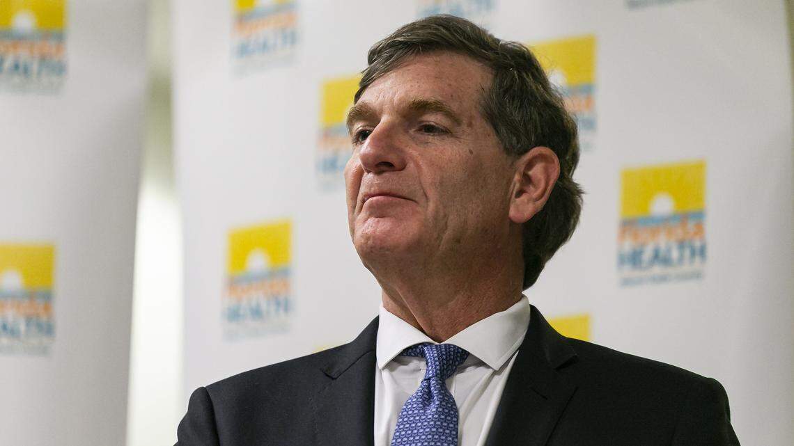 Florida Surgeon General Scott Rivkees speaks to the media about the coronavirus during a press conference on Monday, March 2, 2020, at the Florida Department of Health in Miami-Dade County.