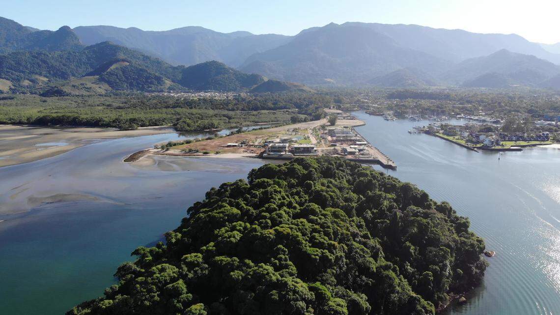Aerial photos show the coastline near Angra dos Reis.