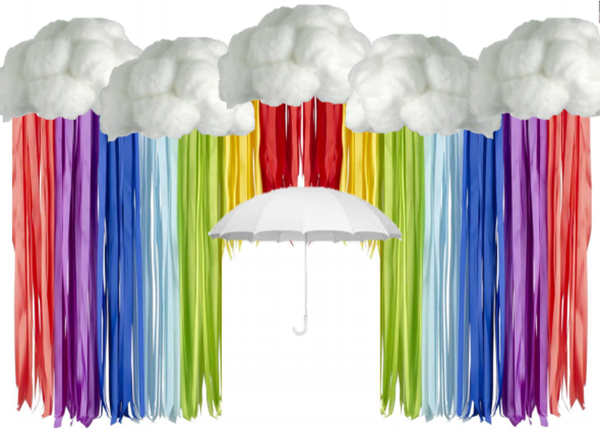 This rendering shows what the Rainbow Ribbon Rain selfie station will look like at Selfie Skyline.