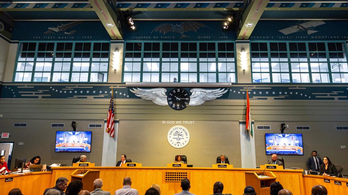 The Miami City Commission chambers at City Hall on Thursday, April 11, 2024.