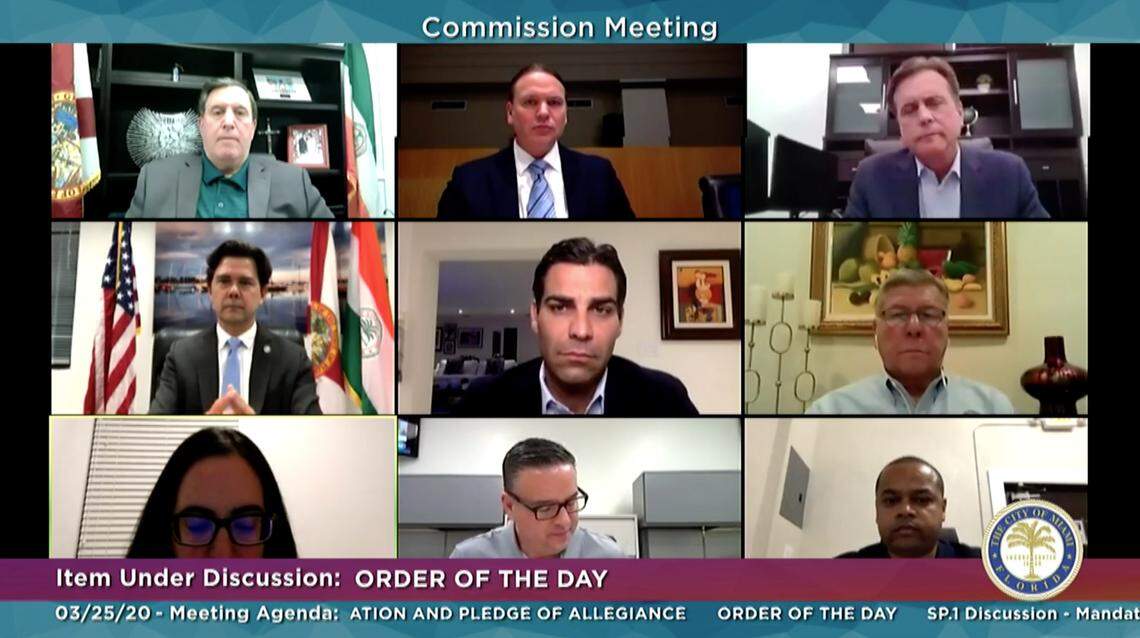 Miami city commissioners, scattered among their homes and offices, met by video Wednesday and approved a curfew that will be in effect 10 p.m. to 5 a.m. starting Friday.