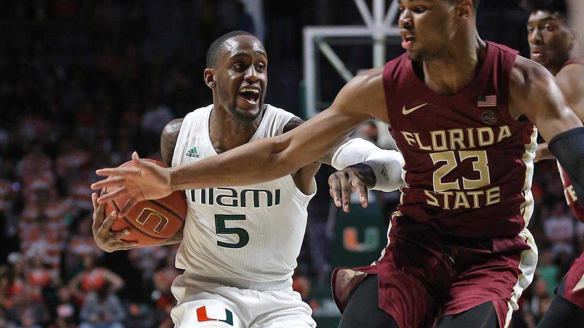 Miami guard #5 Zach Johnson sprained his ankle against Florida State on Sunday. He could be limited vs. Virginia Tech Wednesday.
