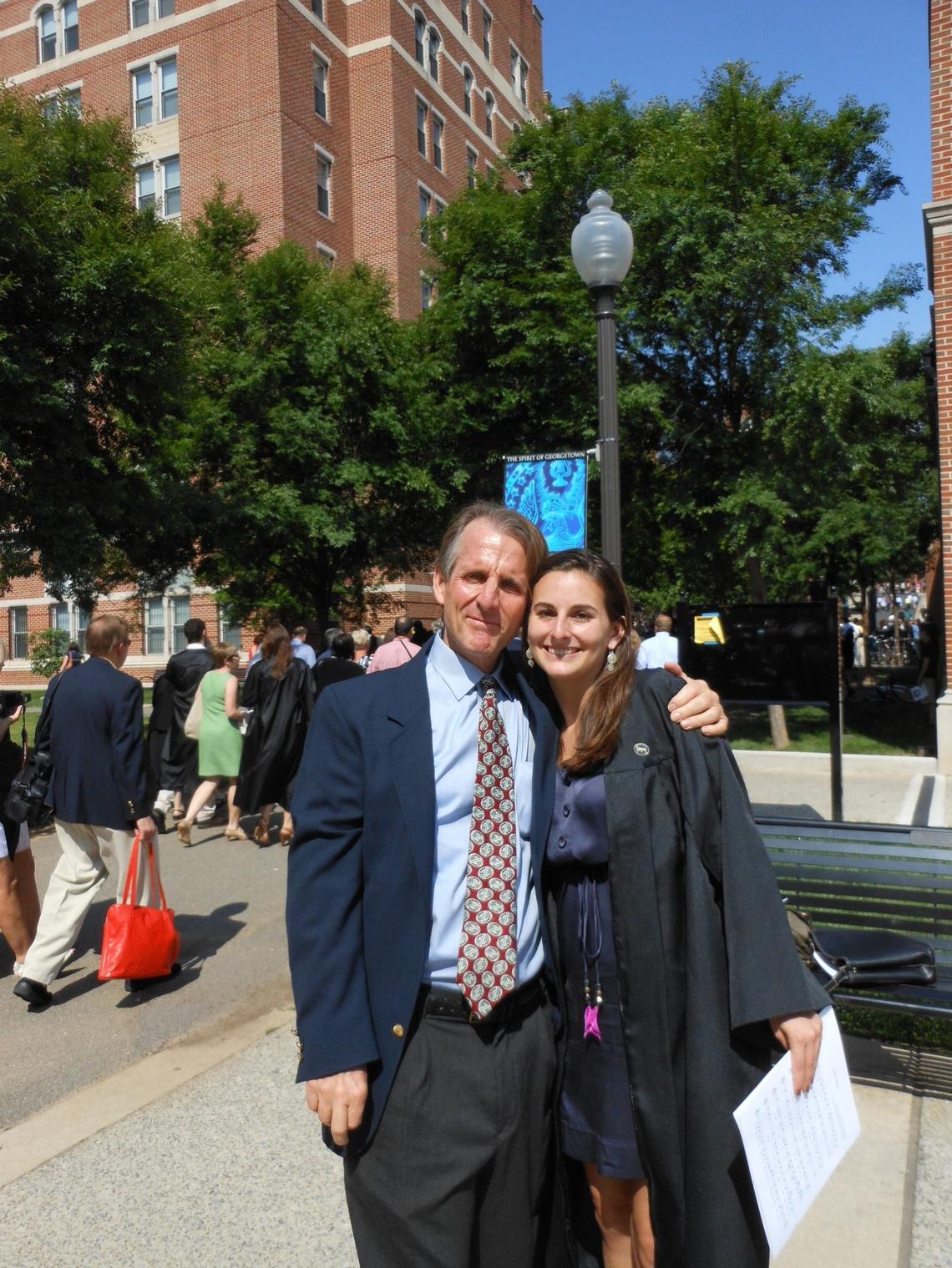 Tom Austin and his daughter Claire Austin at her graduation from Georgetown in Washington DC in 2012.