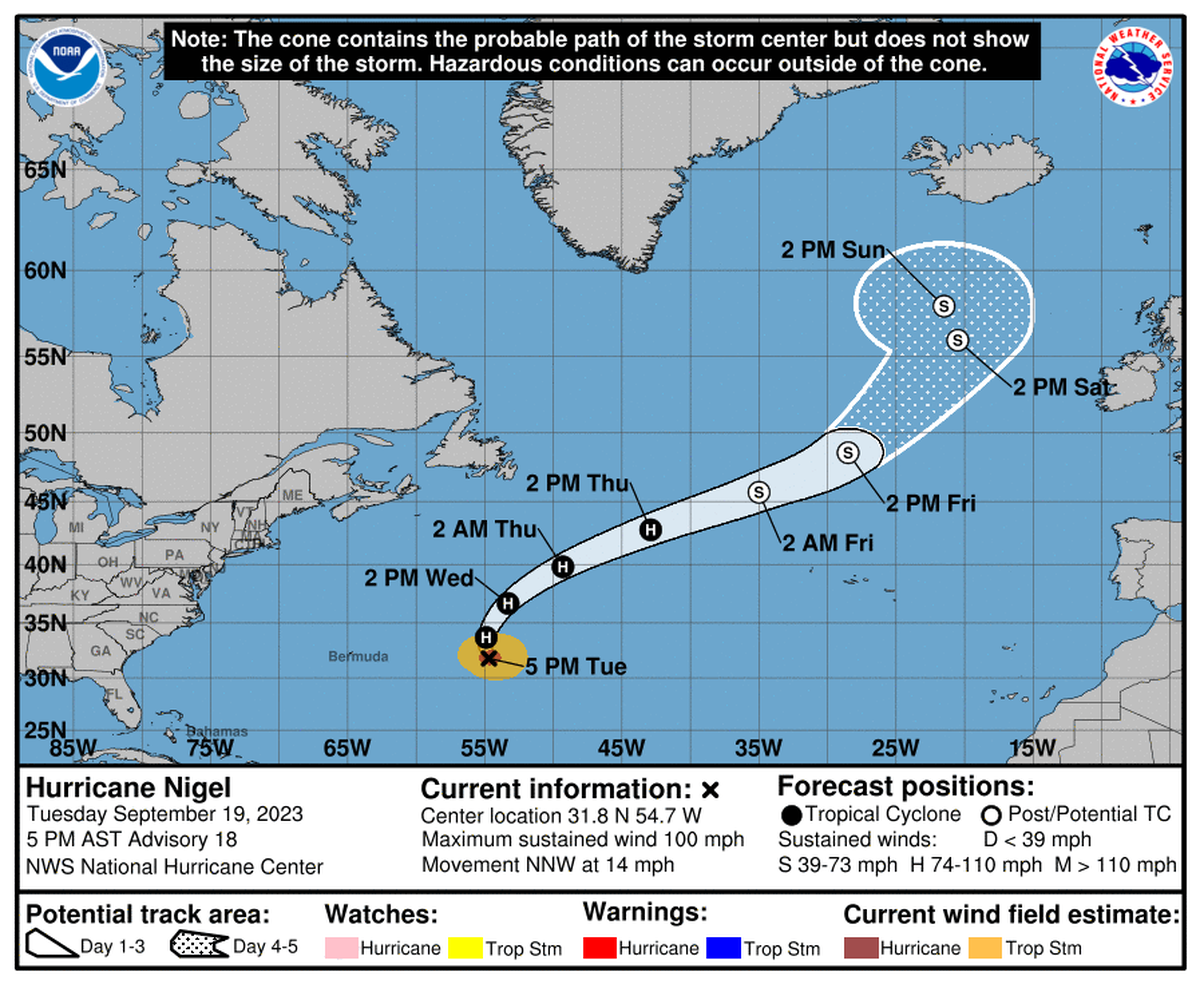 The National Hurricane Center was monitoring Hurricane Nigel on Tuesday, Sept. 19, 2023.
