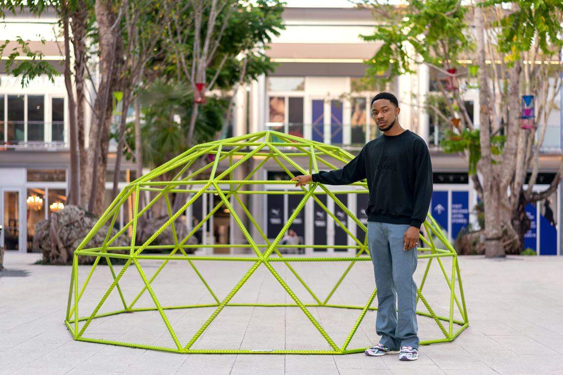 Dozie Kanu’s play structures and bird feeders can be found throughout the Miami Design District through Jan. 2.