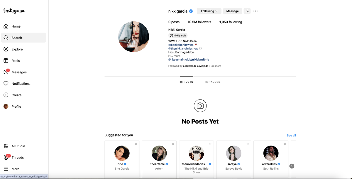 Nikki Garcia wipes her Instagram clean.