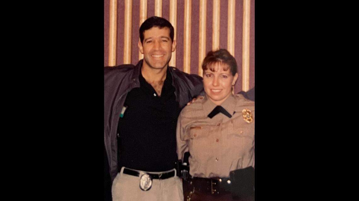 Juan Capote and Anita Carabine, pictured in the 1980s as officers with the Miami-Dade Police Department.
