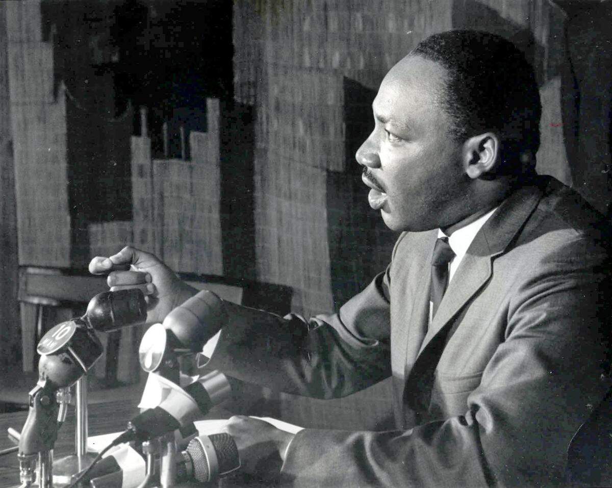 Dr. Martin Luther King speaks at news conference at Hampton House in Miami in this 1960s Miami Herald file photo. It is said that King gave one of the early versions of his pivotal “I Have a Dream” speech at the Hampton House.