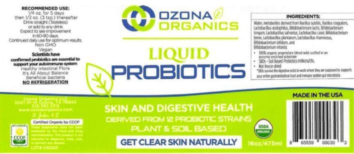 Ozona Organics Liquid Probiotics for Skin and Digestive Health was among the probiotics recalled.