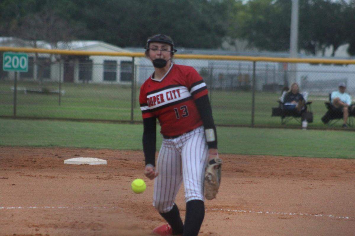 Cooper City pitcher Jordyn Hustey overcame some struggles to help the Cowboys beat Coral Springs Charter 5-3 for the BCAA Big 8 championship on Thursday night at Pop Travers Park in Plantation.
