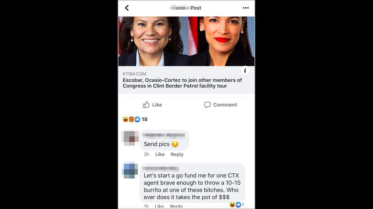A screenshot from the Facebook page for Border Patrol agents