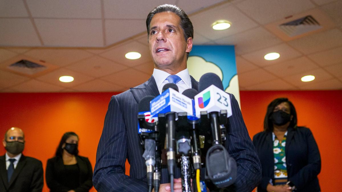 Miami-Dade Schools Superintendent Alberto M. Carvalho on the first day of the 2020-21 school year.