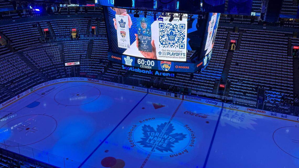 Scotiabank Arena ahead of Game 1 of the Stanley Cup playoffs second-round series between the Florida Panthers and Toronto Maple Leafs on Monday, May 5, 2025, in Toronto, Ontario, Canada.