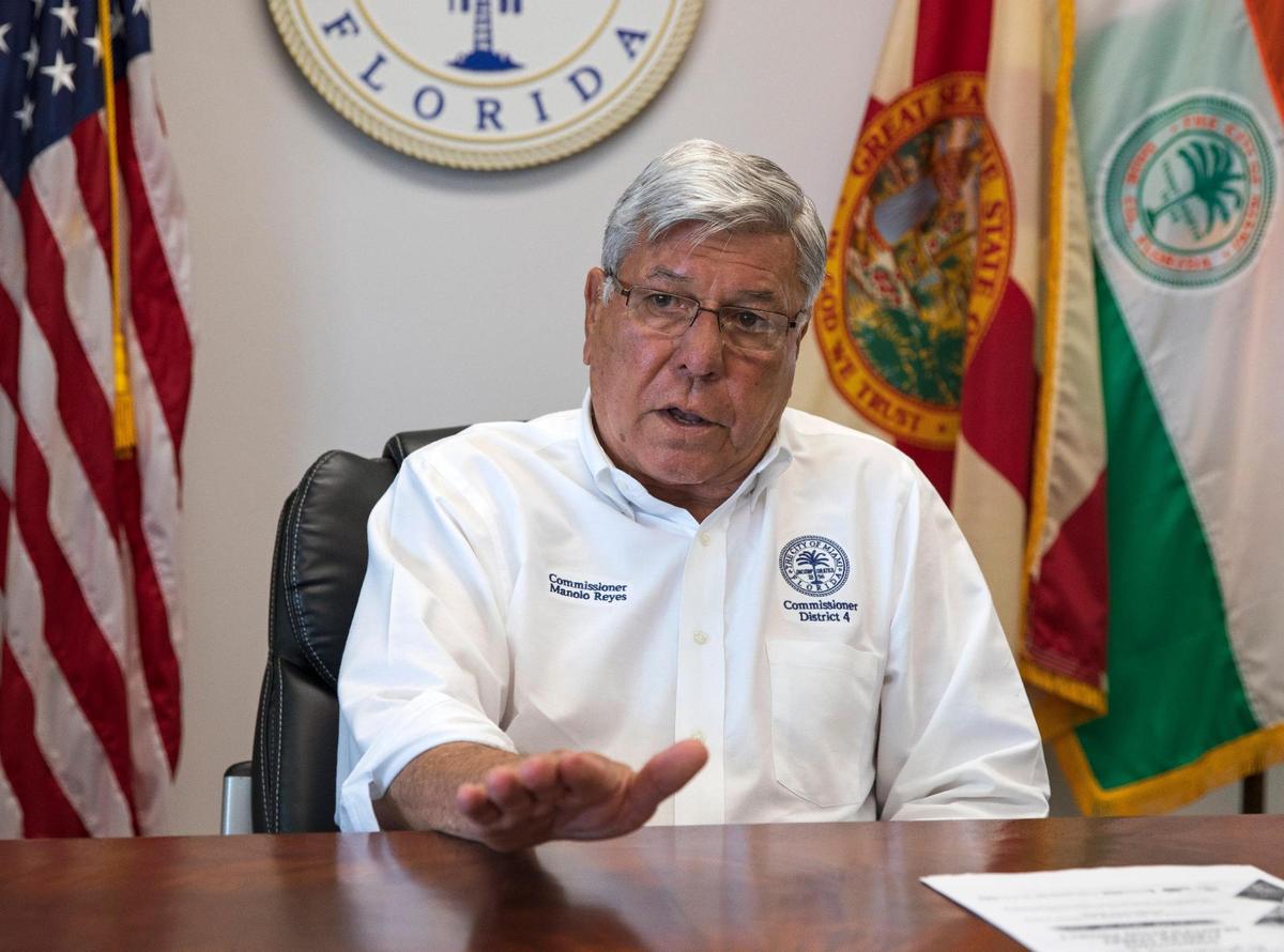 City of Miami Commissioner District 4 Manolo Reyes speaks during an interview with the Miami Herald at Miami City Hall on Thursday, April 29, 2021.