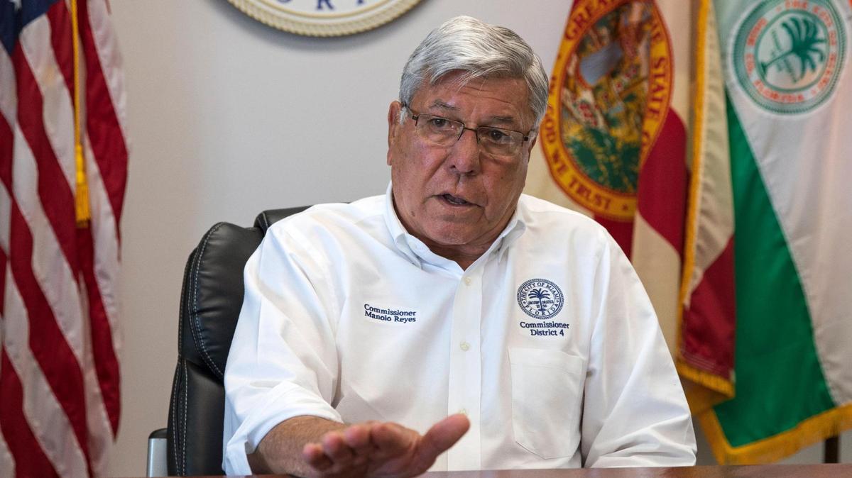 City of Miami Commissioner Manolo Reyes speaks during an interview with the Miami Herald at Miami City Hall on April 29, 2021. in Miami, Fl.