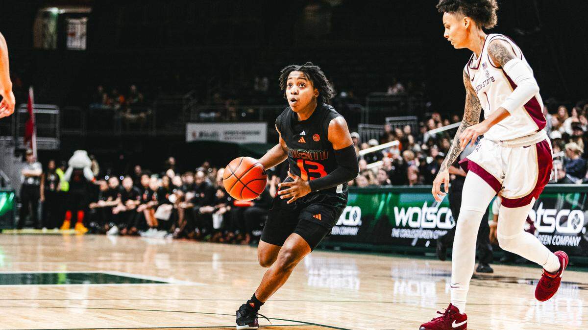 University of Miami guard LaShae Dwyer (shown against FSU last month), sparked the Hurricanes with 17 points off the bench in a 62-44 win over Pitt on Feb. 29, 2024.