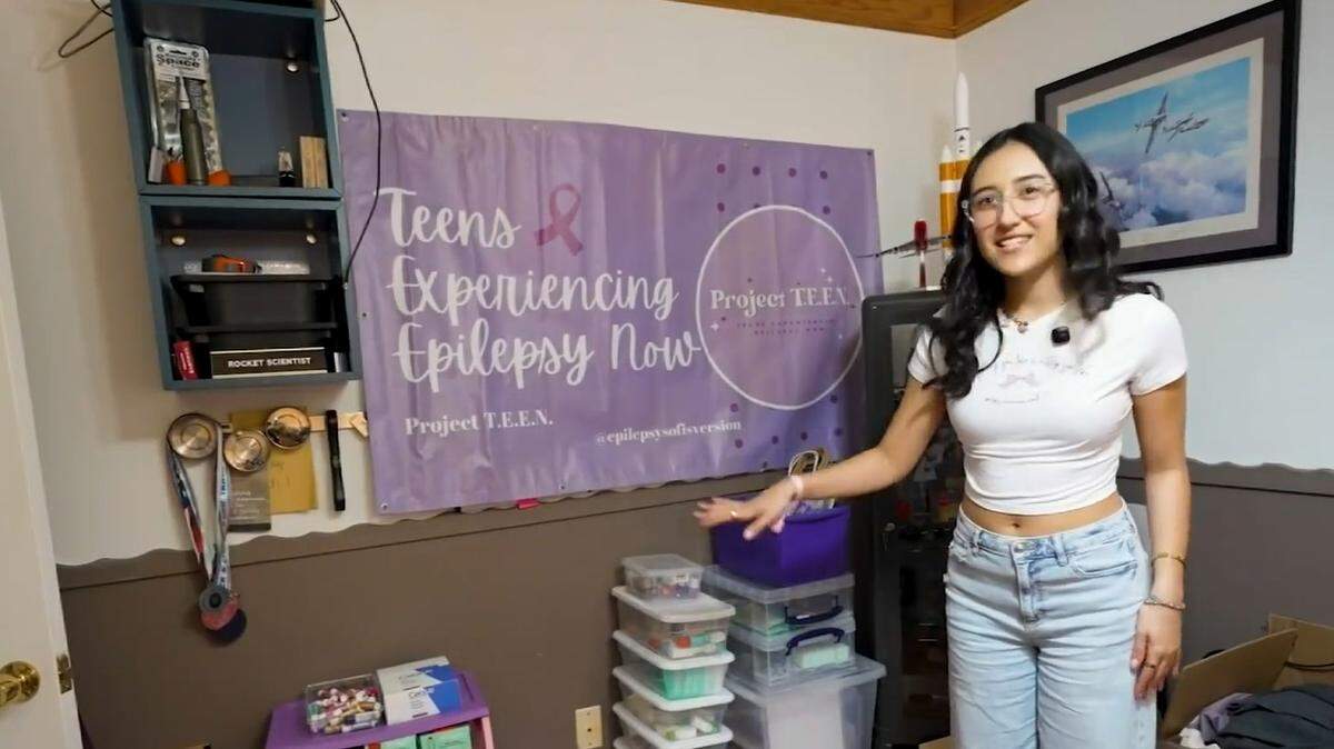 Sofi Quintana talks about the items that she puts in care packages for teens who are hospitalized due to seizures.