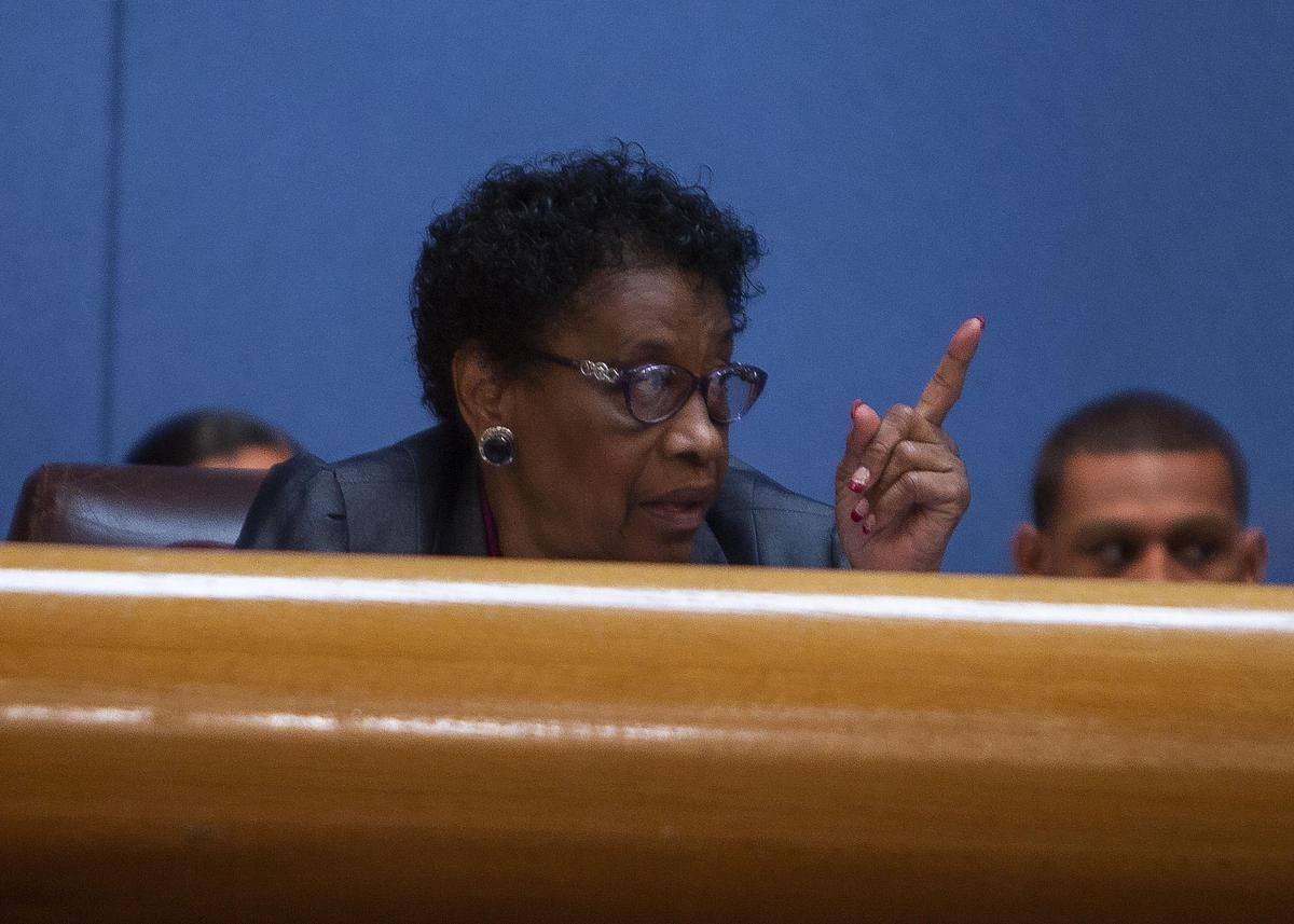 County Commissioner Barbara J. Jordan during the American Dream Mall hearing at the Stephen Clark Government Center on Thursday, May 17, 2018.