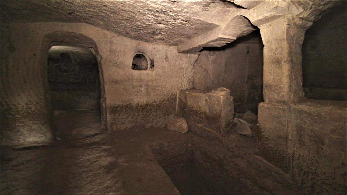 Inside the burial cave.