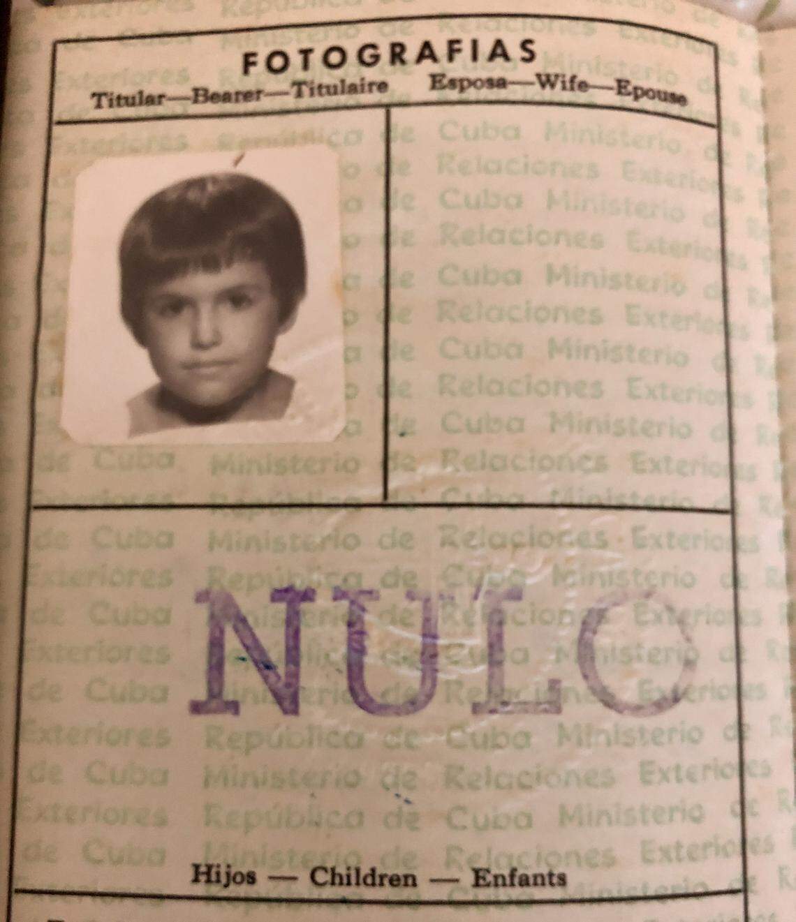 Cuban passport of Miami Herald columnist Fabiola Santiago, marked “Nulo” (Void) when she left the country in 1969 as a child.