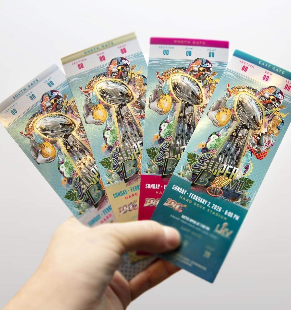 Fans can keep a piece of Super Bowl 2020’s artwork with their tickets, which were  designed by Tristan Eaton. 