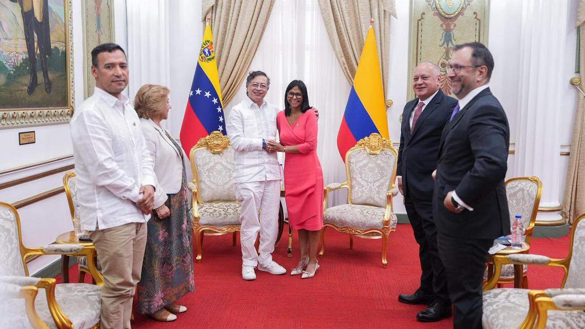 Colombian President Gustavo Petro meets with Venezuela’s acting President Delcy Rodríguez in Caracas to discuss joint efforts to address security and economic challenges along the shared border.