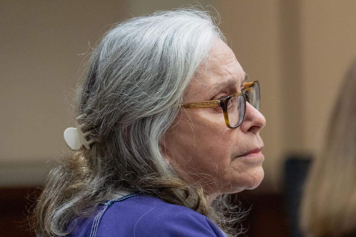 Donna Adelson listens to statements made on her behalf by family friends during her sentencing for her role in the murder of Dan Markel, Monday, Oct. 13, 2025.