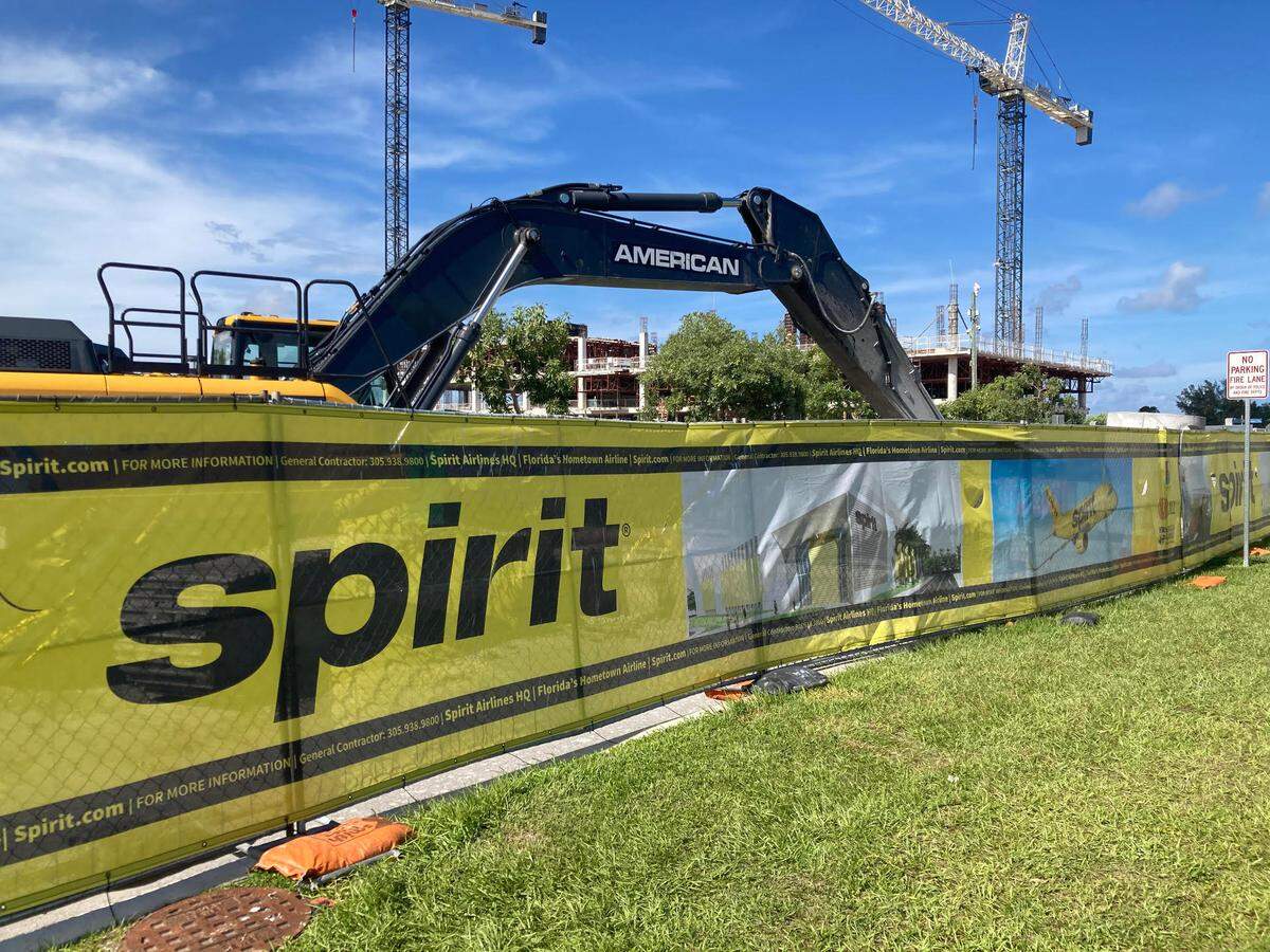 The new Spirit Airlines corporate campus is under construction in Dania Beach. If JetBlue gets the green light from regulators to take over Spirit, the campus won’t be a corporate headquarters but executives say it will still to be utilized by JetBlue.