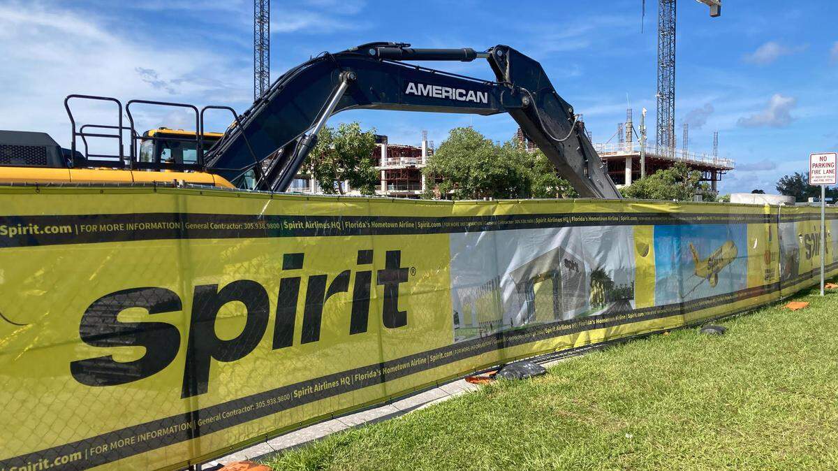 The new Spirit Airlines corporate campus is under construction in Dania Beach. If JetBlue eventually acquires Spirit, the campus won’t be a corporate headquarters but is expected to be utilized by JetBlue.