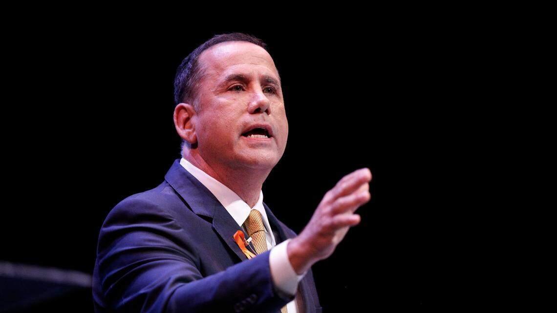 Former Miami Beach Mayor Philip Levine speaks during a debate ahead of the Democratic primary for Florida governor.