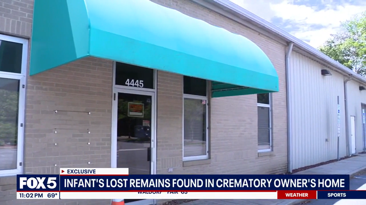 The remains of a 2-month-old baby were found at a crematory owner’s home in Maryland, an attorney for the family said.