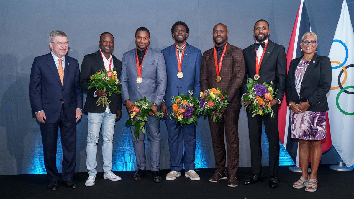 It took 14 years, but the Trinidad and Tobago men’s 4x100-metre team who competed at the 2008 Beijing Olympics can now call themselves gold medallists. Richard Thompson, Marc Burns, Keston Bledman, Emmanuel Callender and Aaron Armstrong received their medals in a short Olympic medal reallocation ceremony at the Olympic Museum in Lausanne, Switzerland, Tuesday.