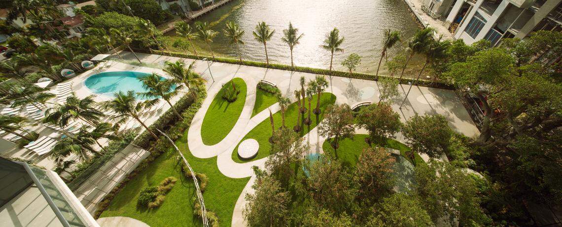 The Related Group’s Icon Bay condo tower in Miami’s Edgewater neighborhood includes a public park on Biscayne Bay built under the city’s Miami 21 zoning code.