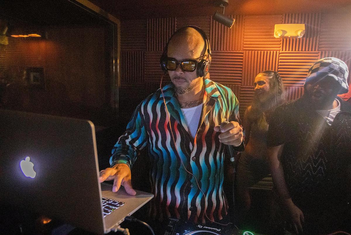 DJ Walshy Fire spins at Red Rooster Overtown’s The Shrine party.