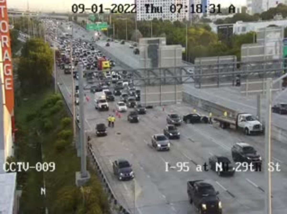 A crash involving a Camaro on Interstate 95 is causing heavy delays during Thursday’s morning rush hour in Miami-Dade County.