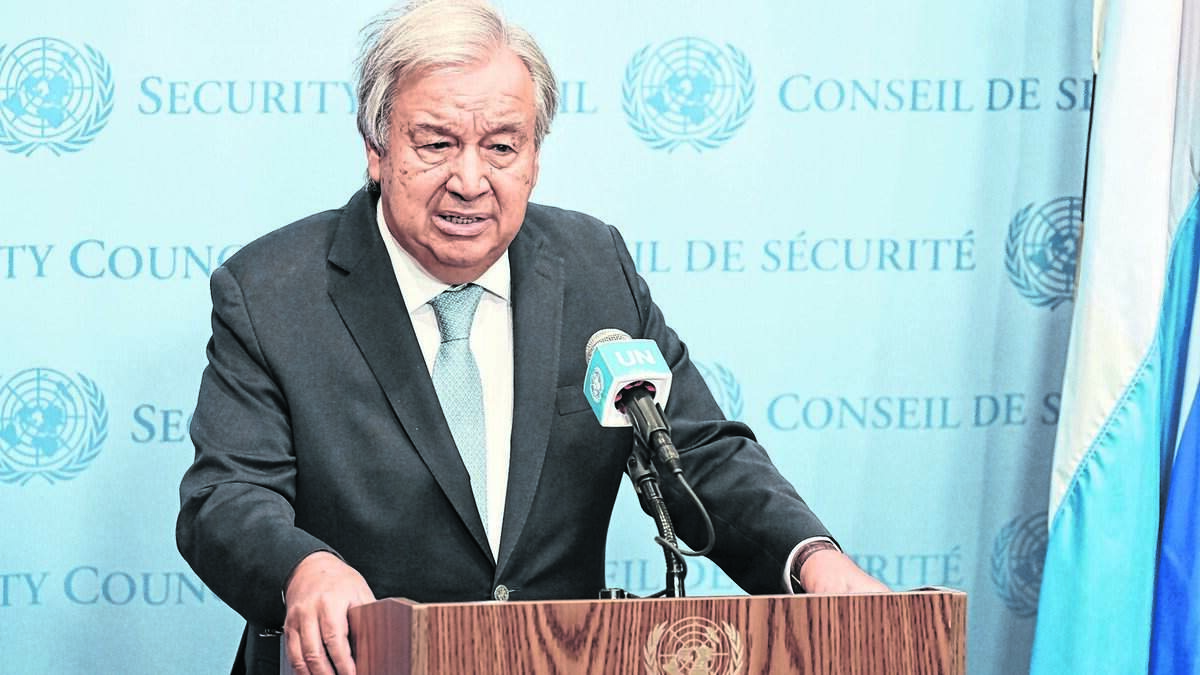 U.N. Secretary-General Antonio Guterres speaks to the press on polio in Gaza, at the UN headquarters in New York, on Aug. 16, 2024.