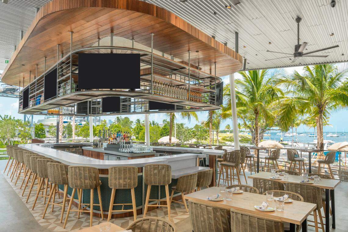 The main bar at the Bayshore Club in Coconut Grove.