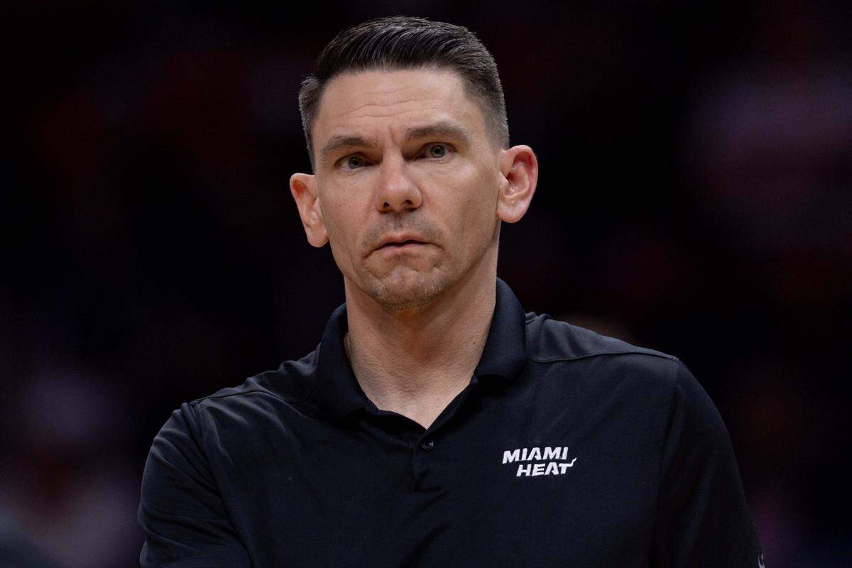 Miami Heat assistant coach Chris Quinn looks on during the second half of an NBA game against the Washington Wizards at Kaseya Center on March 3, 2025, in Miami.