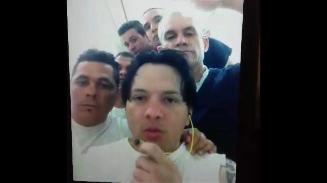 ICE detainees speak via webcam from a detention facility in Georgia.