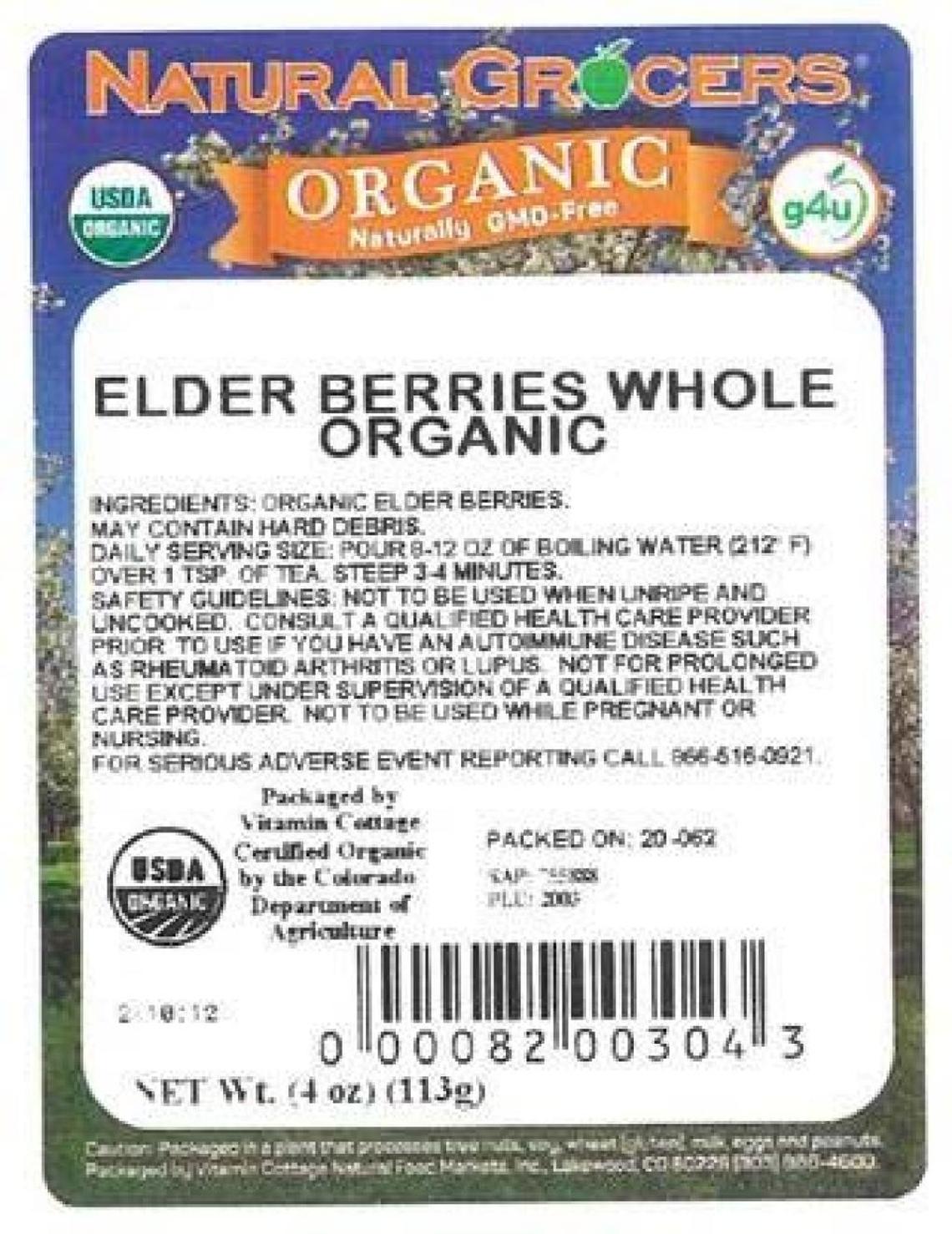 The label for recalled Natural Grocers Elder Berries