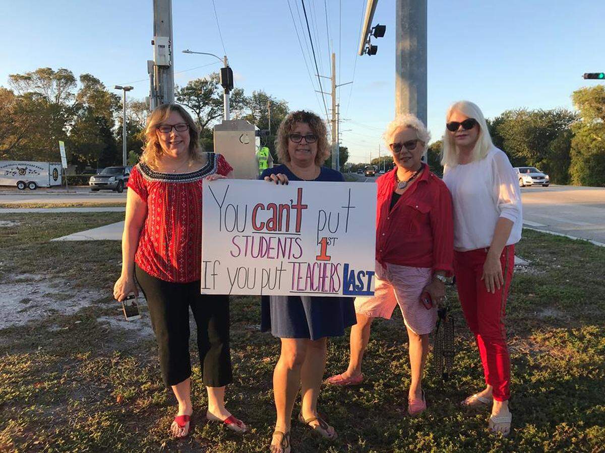Monroe County teachers in the Lower Keys protest state plans to increase public spending on charter and private schools.