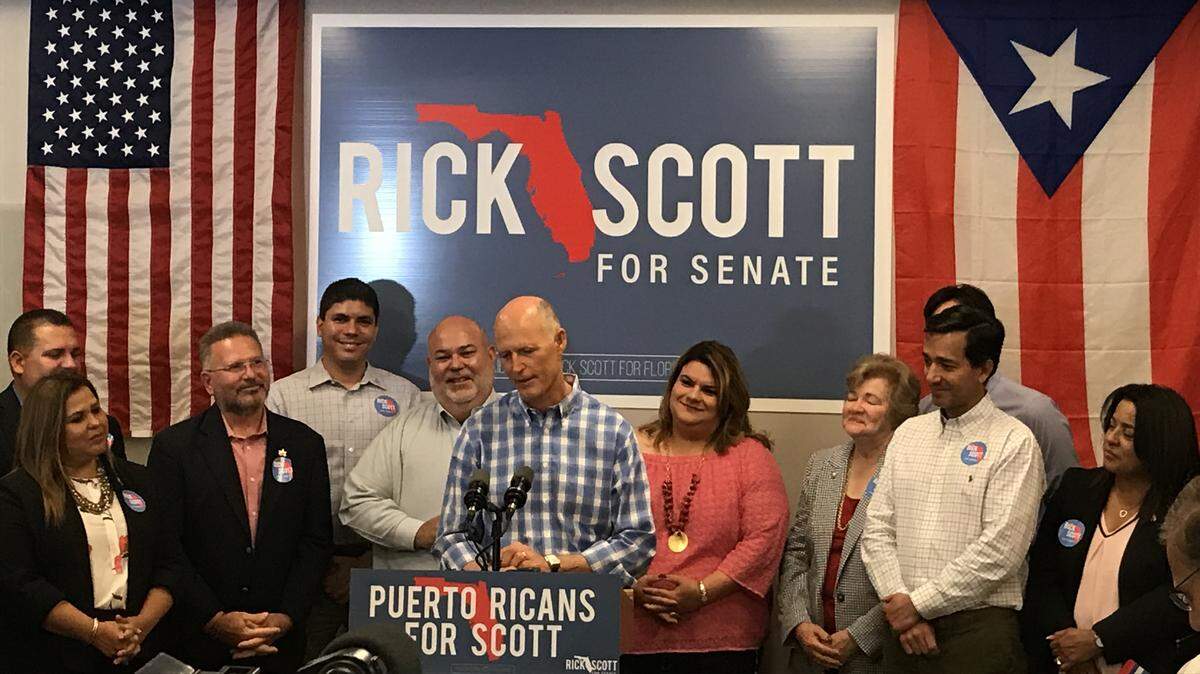 Florida Gov. Rick Scott rolled out endorsements from current and former Puerto Rican officials Saturday in Doral. Endorsements include Jenniffer González-Colón, Puerto Rico’s non-voting representative in Congress, former governor Luis Fortuño, Puerto Rico House Speaker Johnny Mendez and eight Puerto Rico representatives.