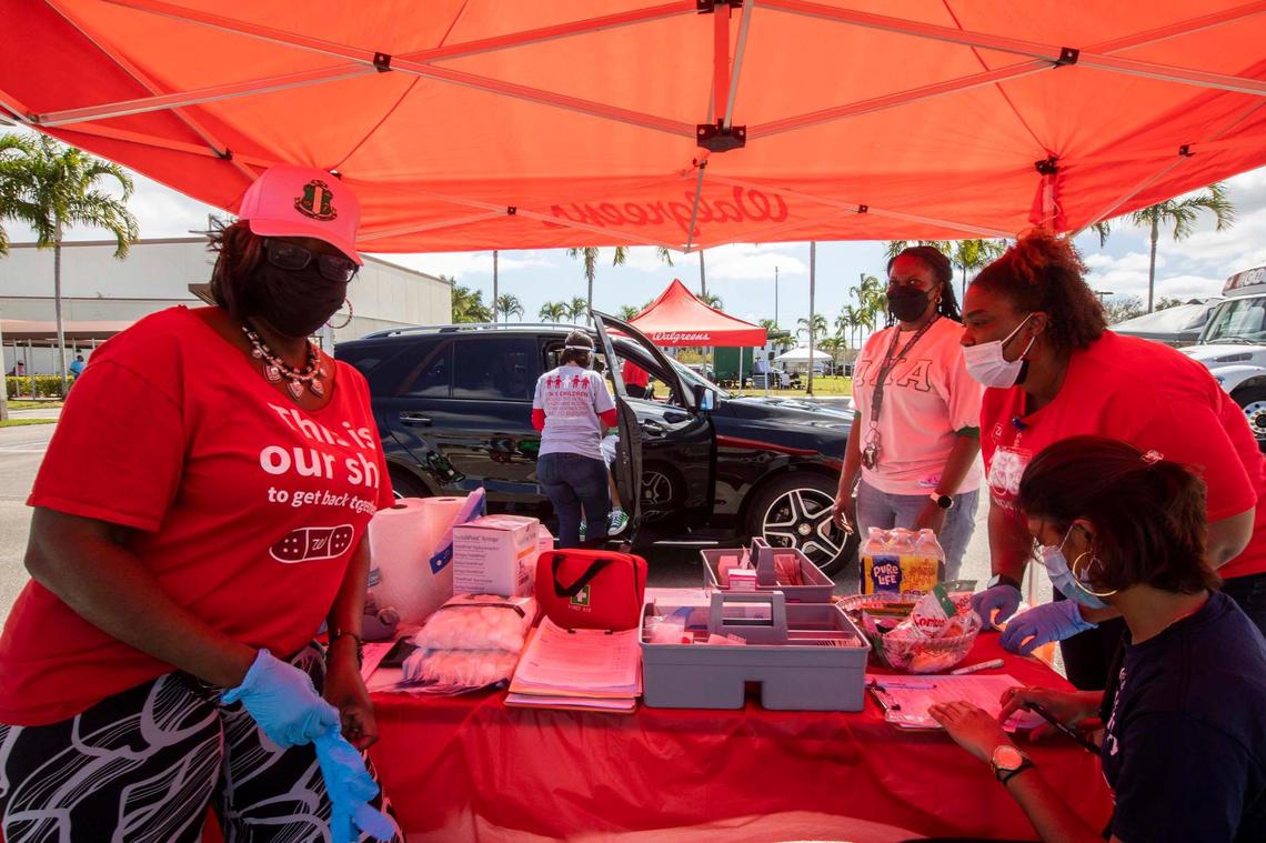 Walgreens team during “Stay Well Community Vaccine Event” at the Sweet Home Missionary Baptist Church, in Cutler Bay, on Saturday February 26, 2022.