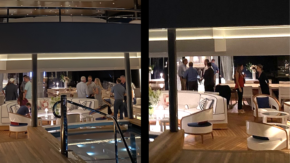 Jeffrey Soffer hosted fundraisers for Florida Senate President Wilton Simpson on Sept. 27, right, and Florida House Speaker Chris Sprowls on Sept. 28, left, on board his superyacht the Madsummer.